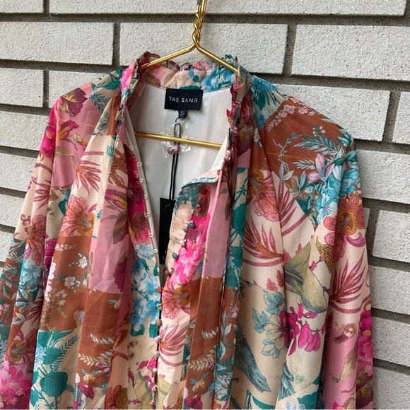 NWT The Sang Floral Botanical Drop Waist Patchwork Button Up Dress - Picture 2 of 13